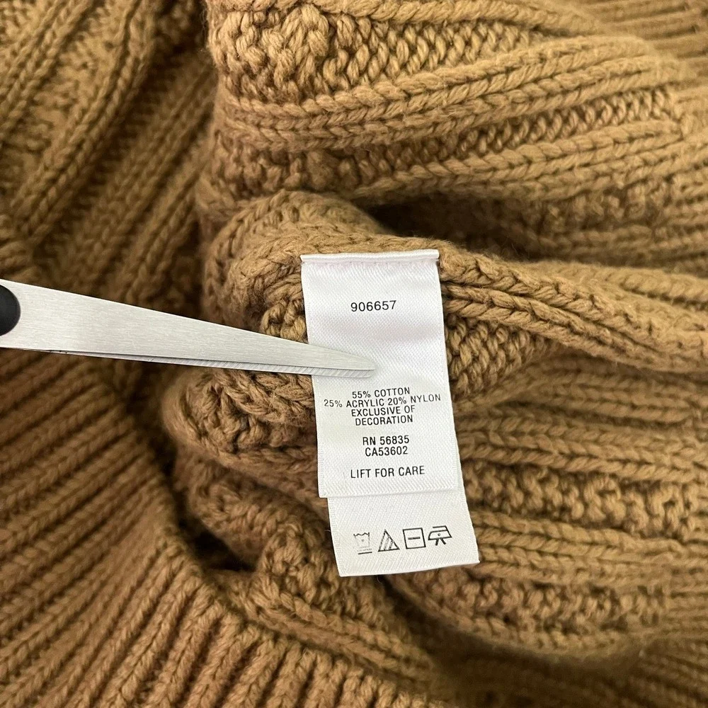 Cabela's Mens 2XL Brown Cable Knit Toggle Fleece Lined Sweater Elbow Patches